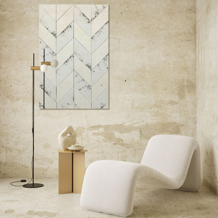 Specchio da parete rettangolare moderno effetto geometrico e anticato "Ziggy"