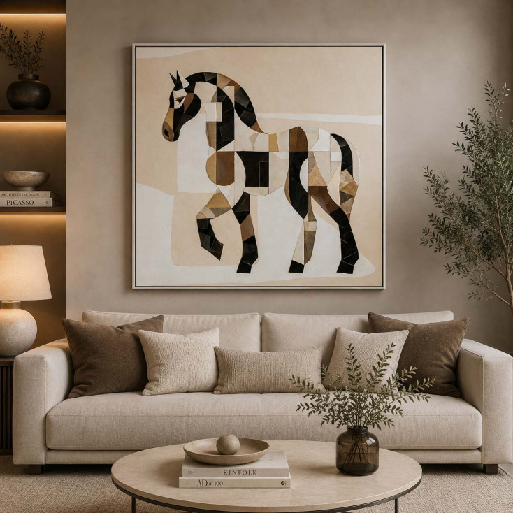 Stampa su tela con motivo astratto con cornice Intarsio 80x80