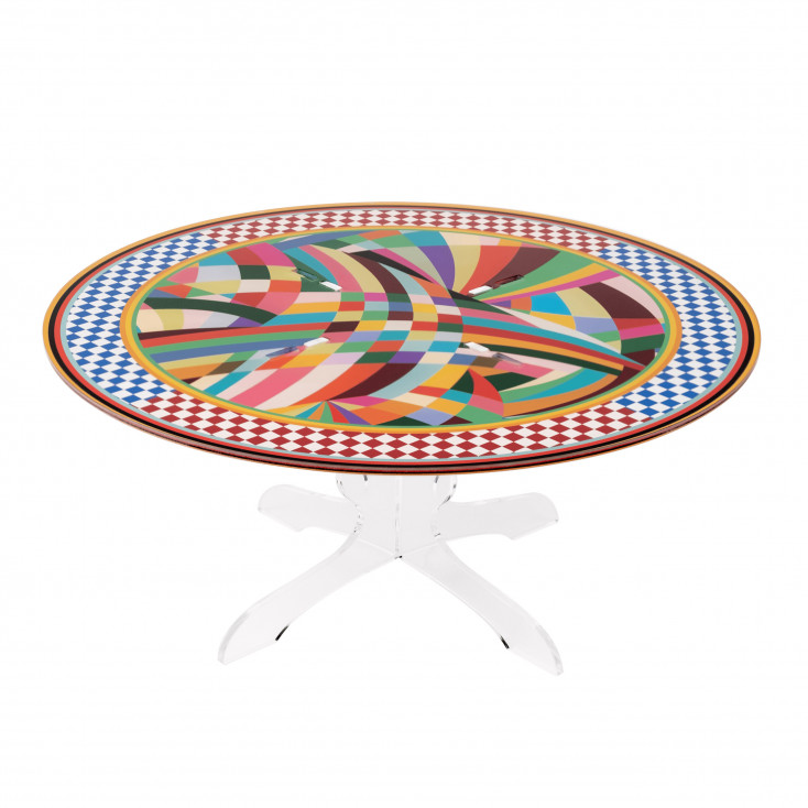 Alzata per dolci grande dal design moderno in plexiglass decoro Rainbow