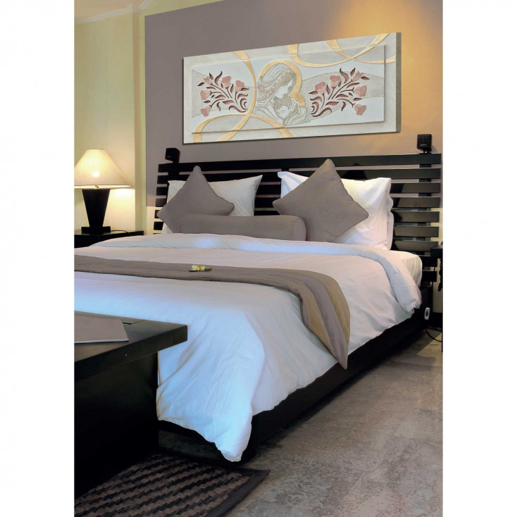 Capezzale dipinto a mano in rilievo con foglia oro "Maternità IV" 155x65