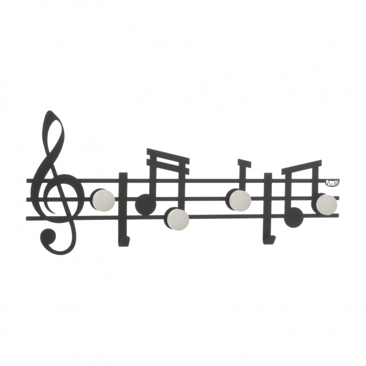 Appendiabiti da parete con decoro note musicali