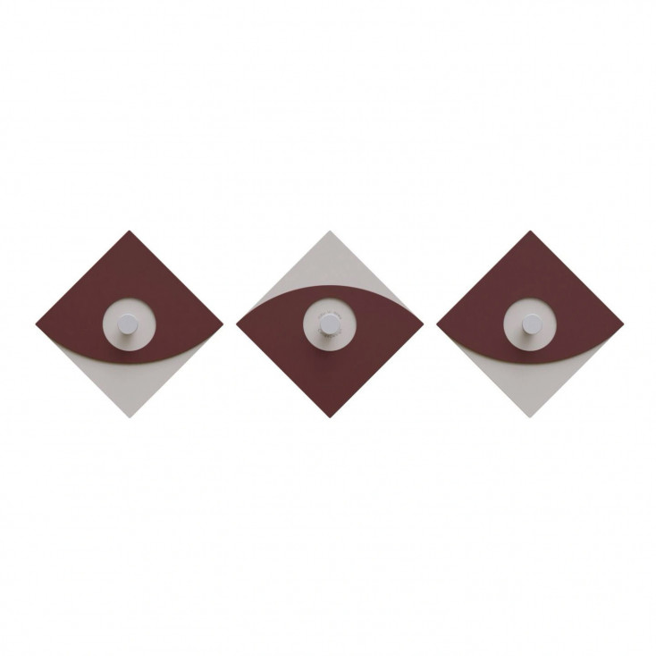 Appendiabiti da parete moderno in legno con 3 pomelli