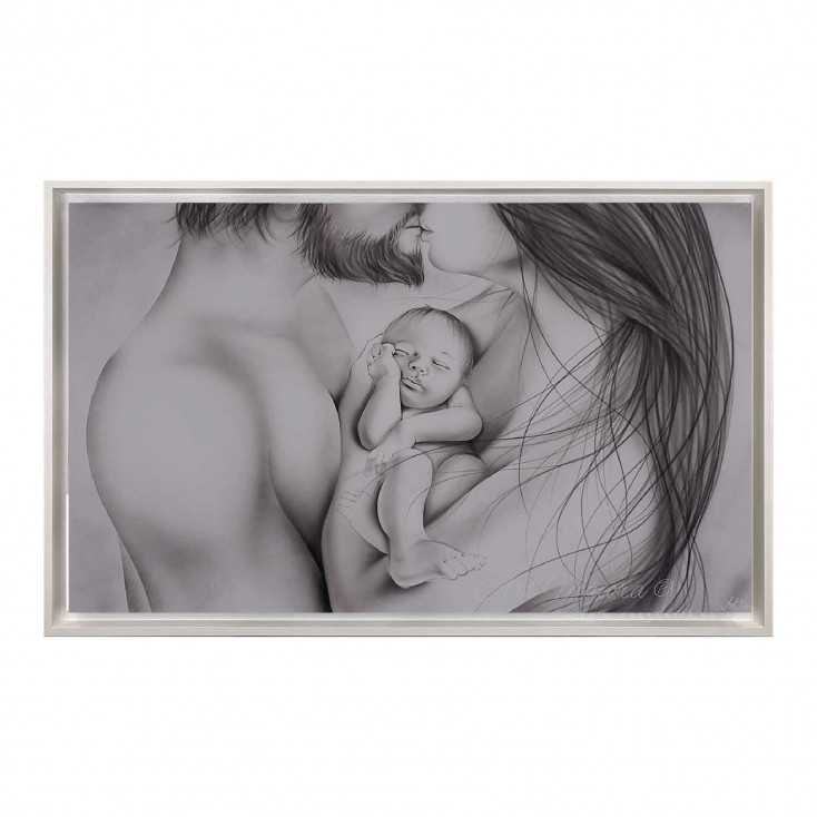 Capezzale dipinto a mano su tela moderno Cuore 110x65