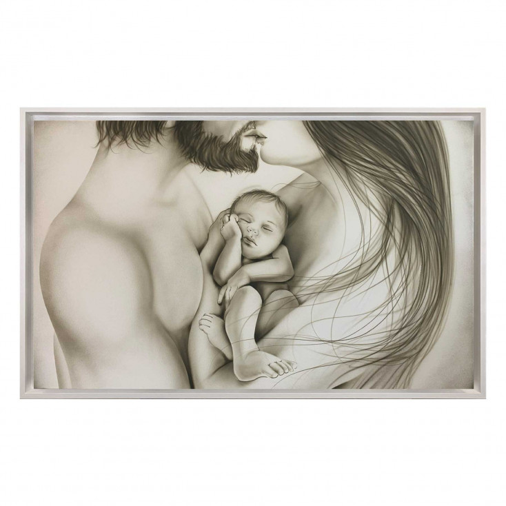 Capezzale dipinto a mano su tela moderno Cuore 110x65