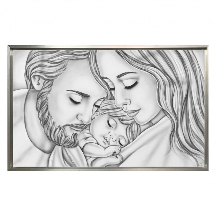 Capezzale la sacra famiglia in stile moderno Amore di Mamma e Papà 110x65