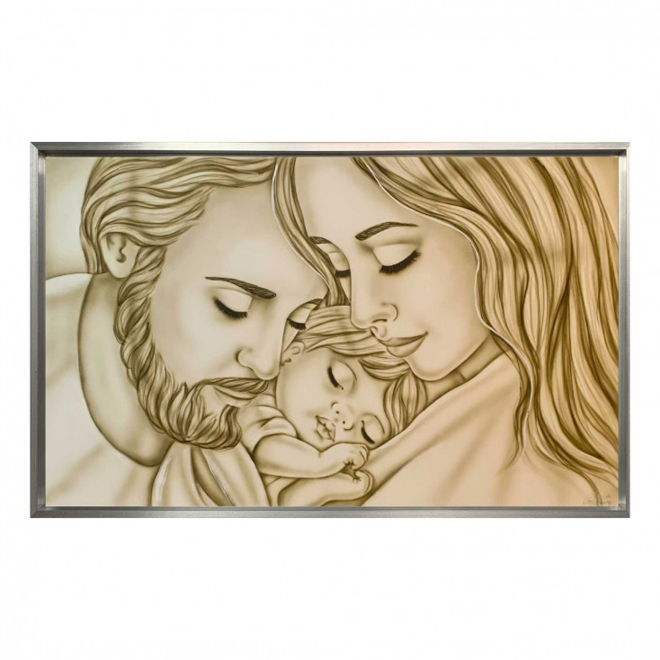 Capezzale la sacra famiglia in stile moderno Amore di Mamma e Papà 110x65