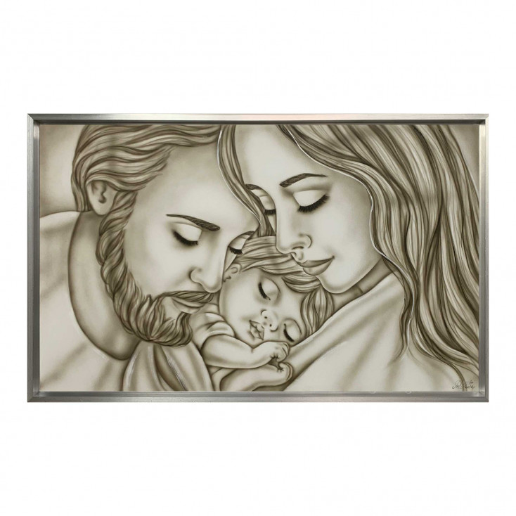 Capezzale la sacra famiglia in stile moderno Amore di Mamma e Papà 110x65