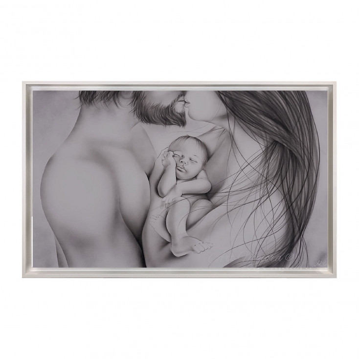 Capezzale moderno con sacra famiglia dal design moderno "Cuore" 110x65