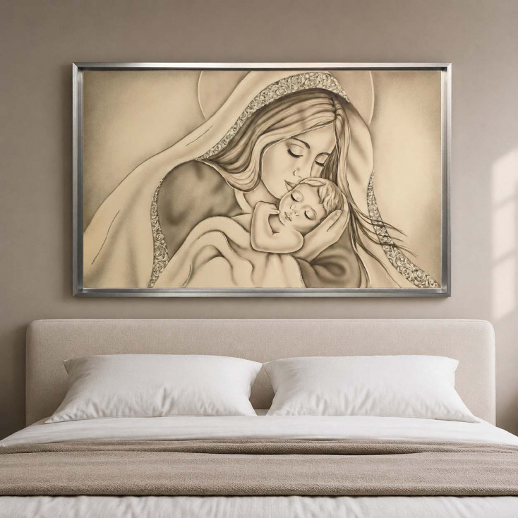 Capezzale moderno dipinto a mano con la maternità Amore di Mamma 110x65