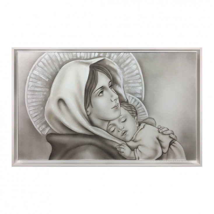 Capezzale moderno dipinto a mano su tela di cotone "Madonna del Ferruzzi" 110x65