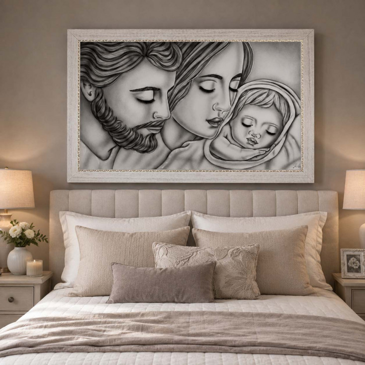 Capezzale moderno dipinto a mano su tela di cotone Tenerezza 110x65