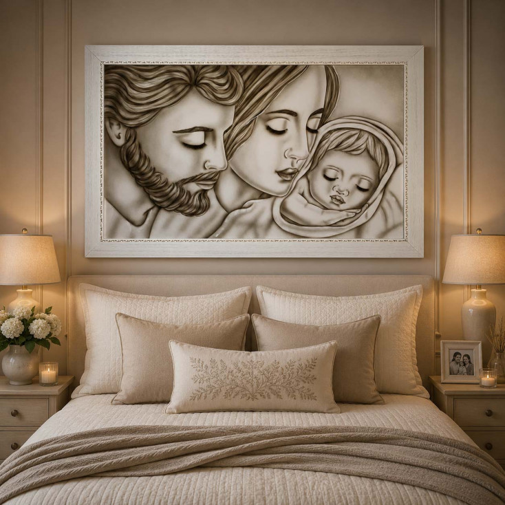 Capezzale moderno dipinto a mano su tela di cotone Tenerezza 110x65