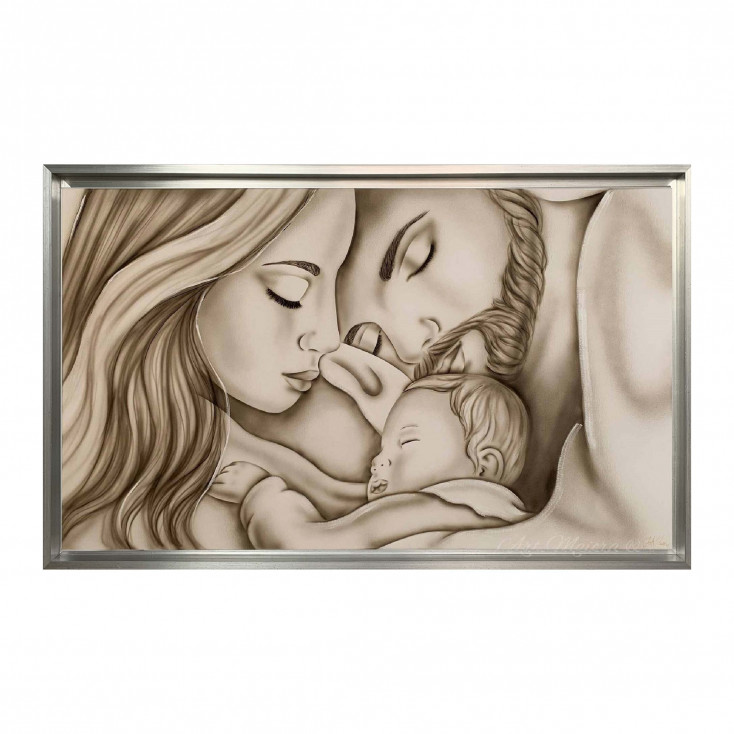 Capezzale moderno dipinto a mano su tela in cotone "Legame di Vita" 110x65