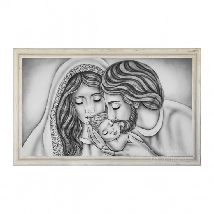 Capezzale moderno dipinto a mano su tela in cotone "Nido d'Amore" 110x65