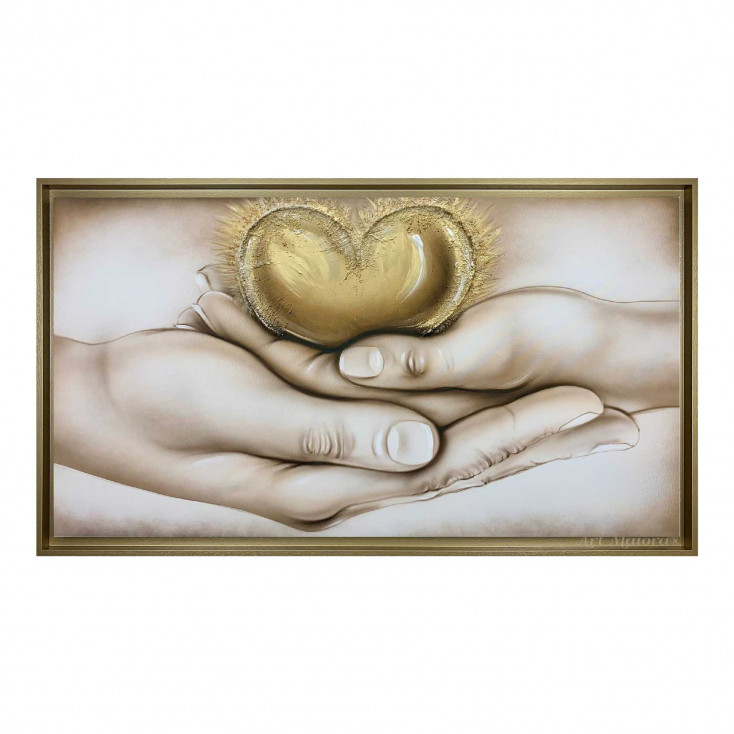 Capoletto capezzale moderno dipinto a meno su tela Abbraccio del Cuore 110x65