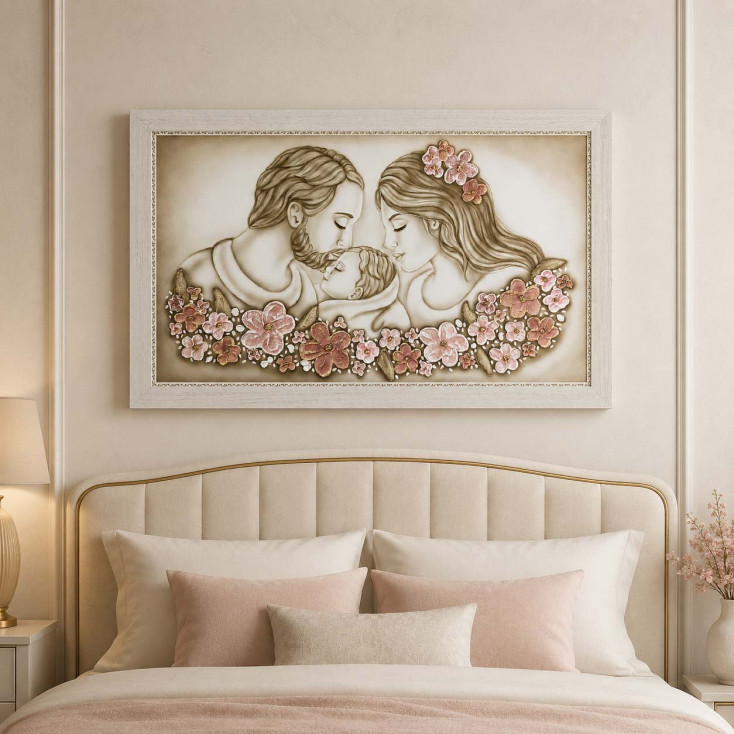 Capoletto con la sacra famiglia dipinta a mano Non ti Scordar di Me 110x65