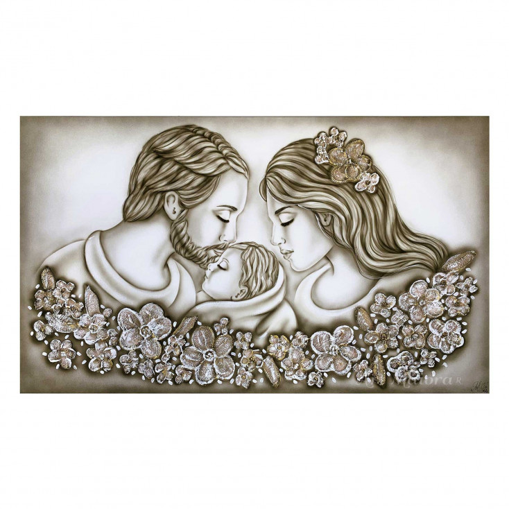 Capoletto con la sacra famiglia dipinta a mano Non ti Scordar di Me 110x65