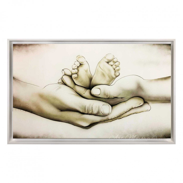 Capoletto moderno con la sacra famiglia dipinta su tela Different Family 110x65