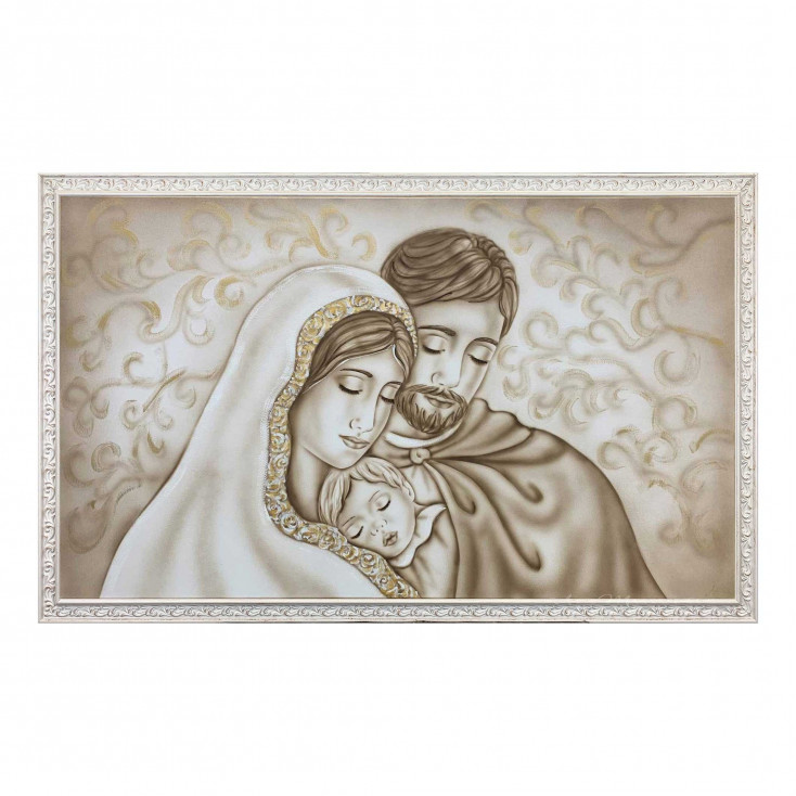 Capoletto moderno con la sacra famiglia dipinto a mano con decori Radici 110x65