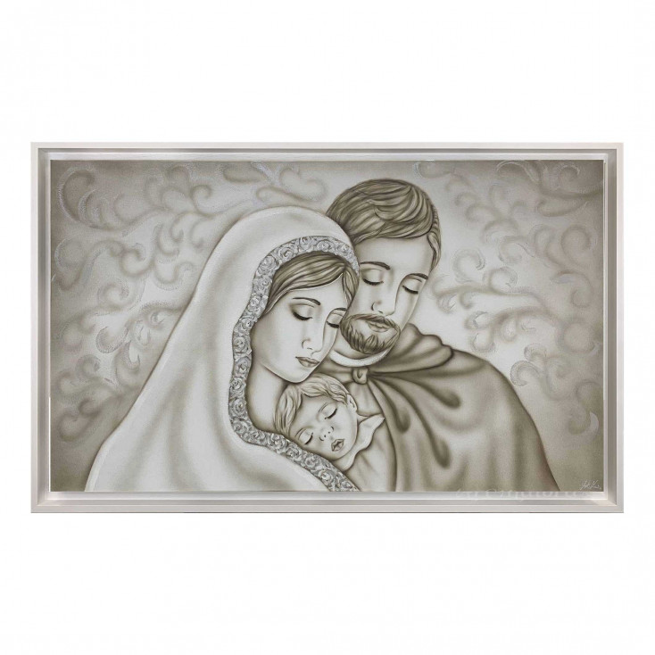 Capoletto moderno con la sacra famiglia dipinto a mano Radici 110x65
