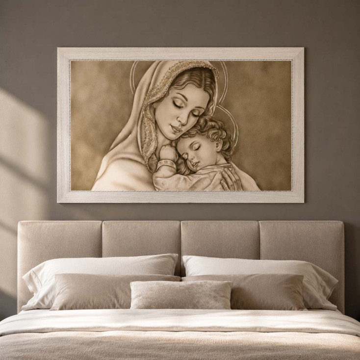 Capoletto moderno dipinto a mano per camera da letto Luce Materna 110x65