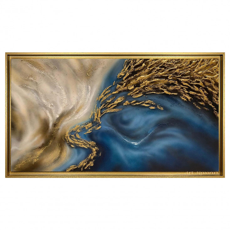 Quadro astratto dipinto a mano Terra e Mare in Danza 120x80