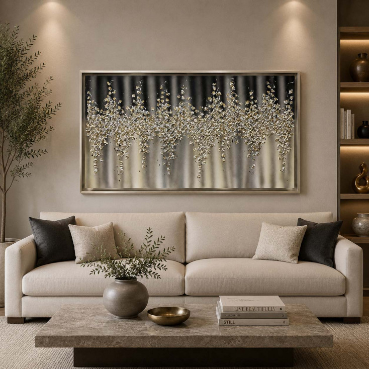 Quadro astratto su tela dipinto a mano Comete 150x80