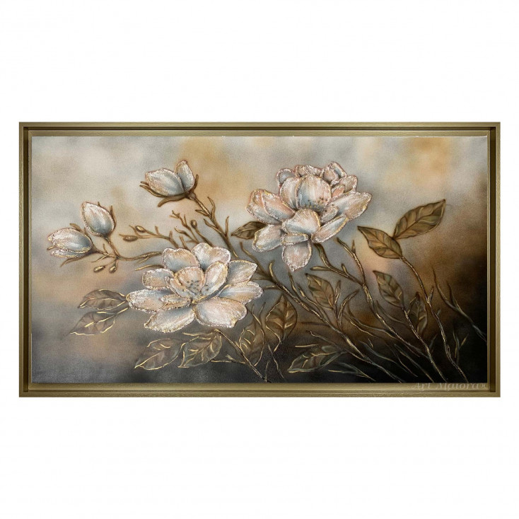 Quadro con fiori dipinto su tela di cotone Notte di Petali 120x80