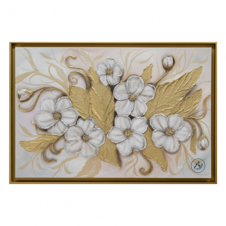 Quadro con fiori dipinto su tela Pink Palette 130x70