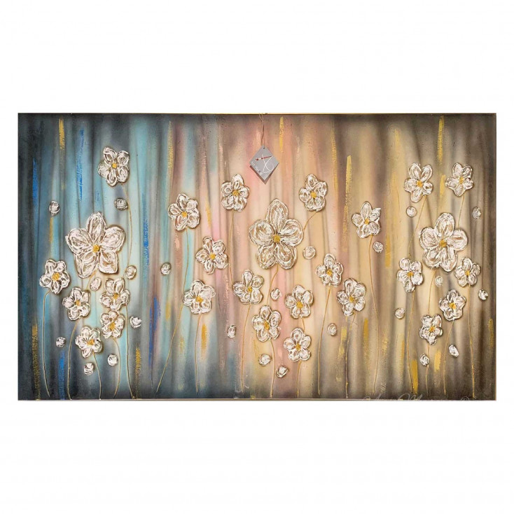 Quadro con fiorni su tela dipinta a mano Sogno Floreale 150x100