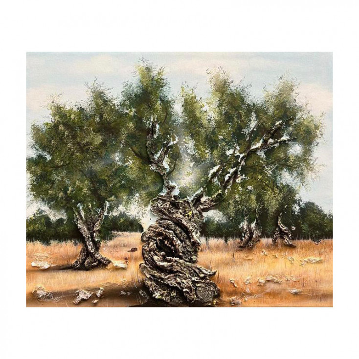 Quadro contemporaneo dipinto a mano su tela "Ulivi Secolari" 120x80