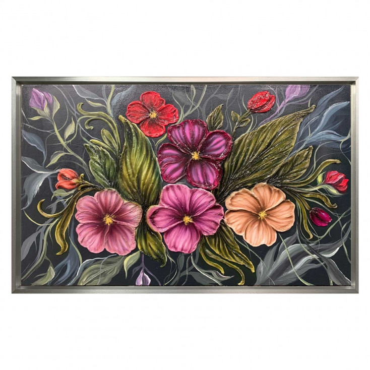 Quadro floreale dipinto su tela Pink Palette 120x80
