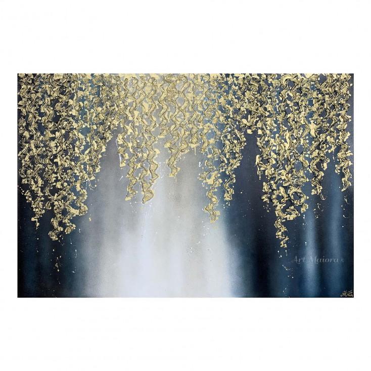 Quadro moderno astratto dipinto a mano su tela in cotone "Galassia" 120x80