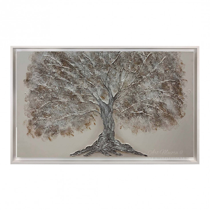 Quadro moderno con natura dipinto su tela "Quercia Bianca" 130x70