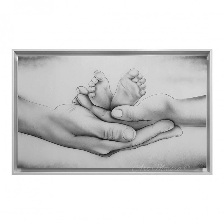 Quadro moderno dipinto a mano per camera da letto "Different Family" 110x65