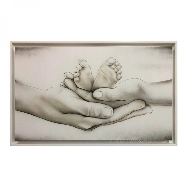 Quadro moderno dipinto a mano per camera da letto "Different Family" 110x65