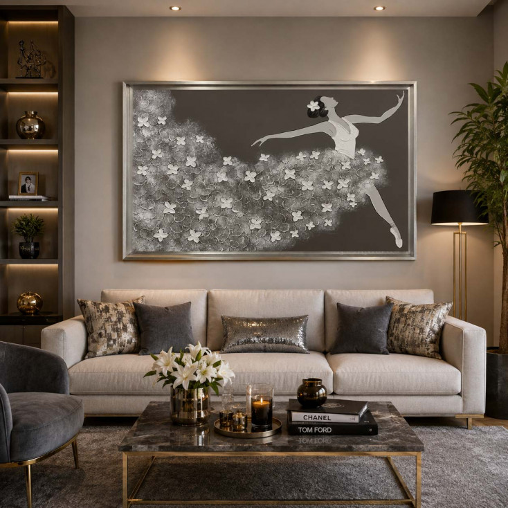 Quadro moderno dipinto a mano su tela Ballerina 120x80