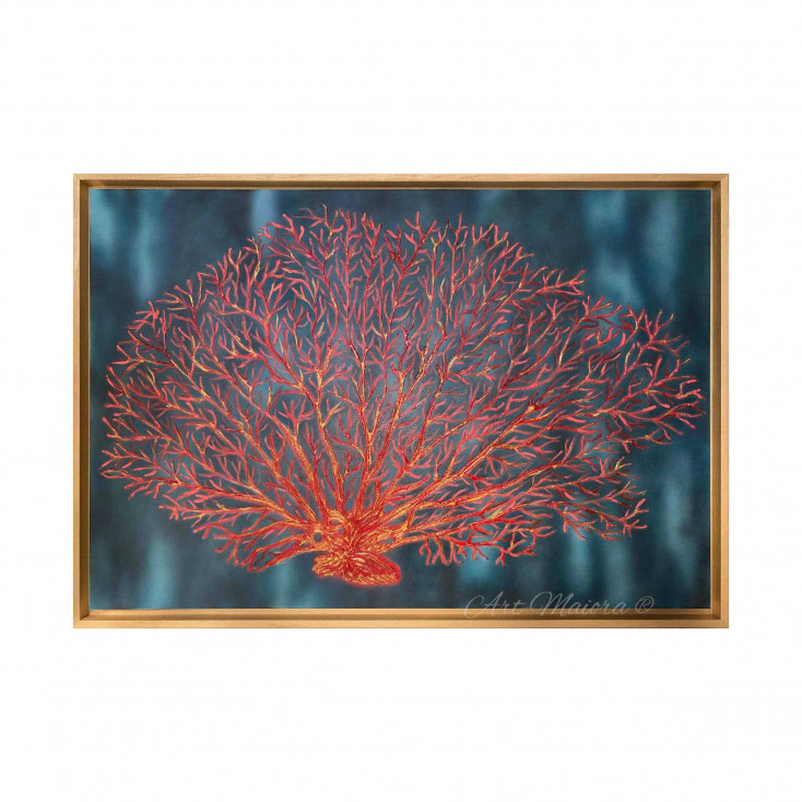 Quadro moderno dipinto a mano su tela in cotone "Corallo" 120x80