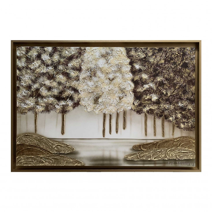 Quadro moderno dipinto su tela Foresto Oro 150x80