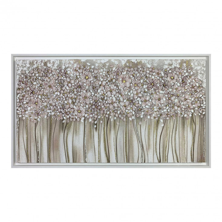 Quadro moderno floreale dipinto a mano su tela "Bouquet" 130x70 dettagli in oro