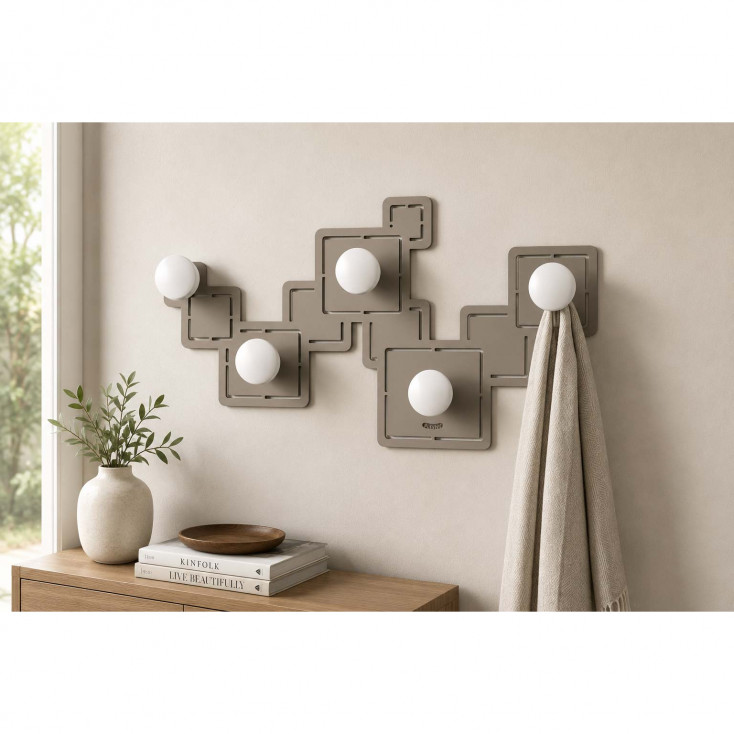 Appendiabiti da parete in metallo dal design moderno con 5 ganci