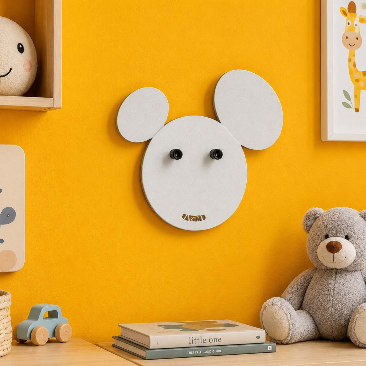 Appendiabiti per cameretta a forma di topolino in metallo