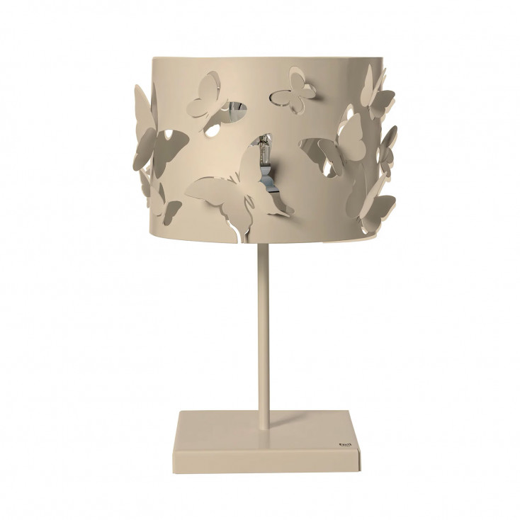 Lampada da tavolo moderna con struttura e paralume in metallo