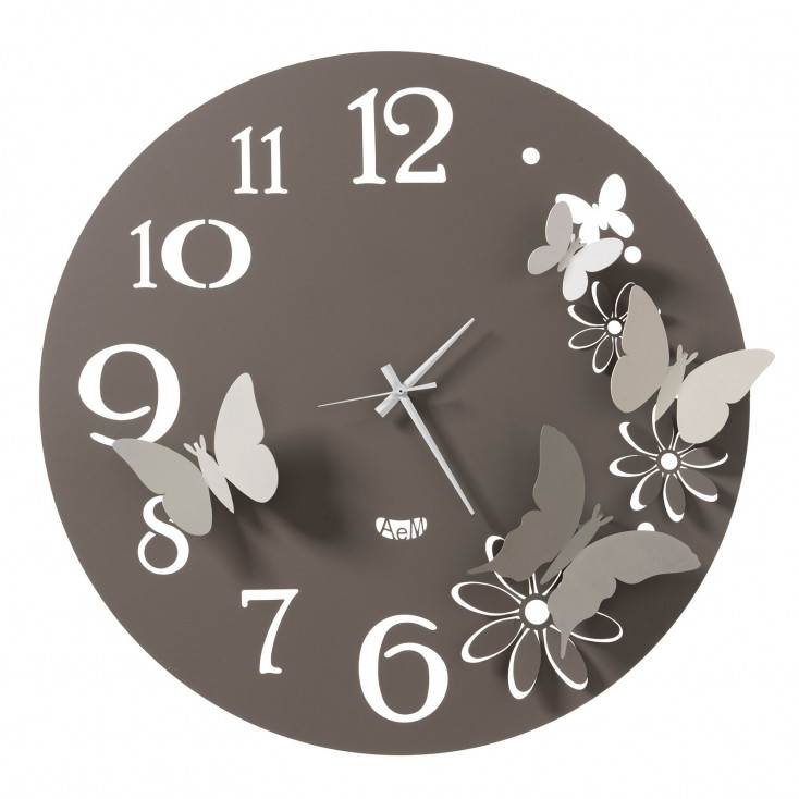 Orologio da parete in metallo con farfalle decorative dal design moderno
