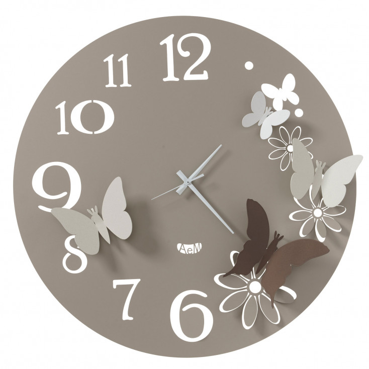 Orologio da parete in metallo con farfalle decorative dal design moderno