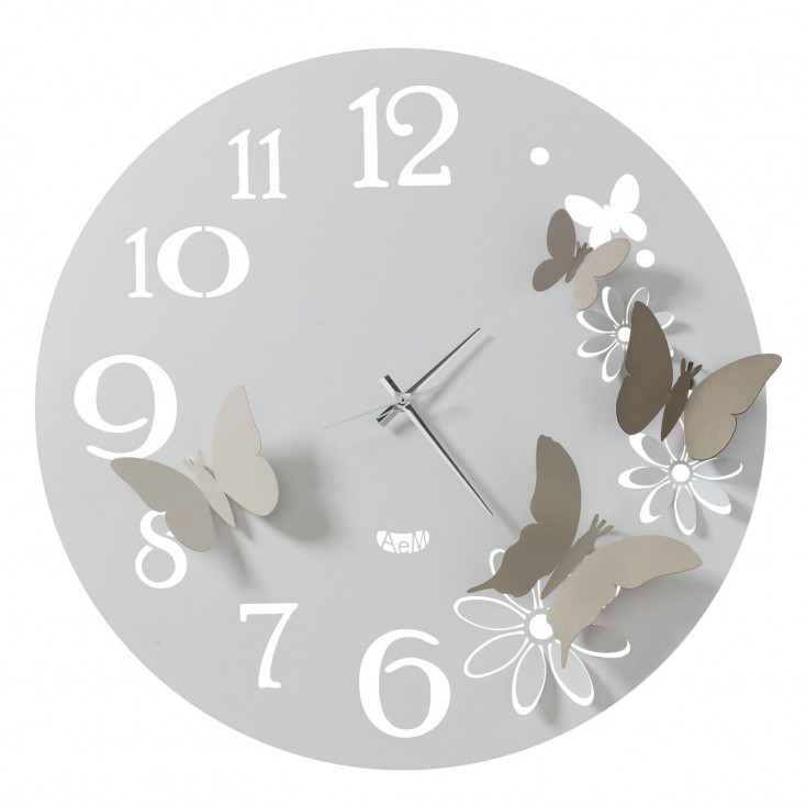 Orologio da parete in metallo con farfalle decorative dal design moderno