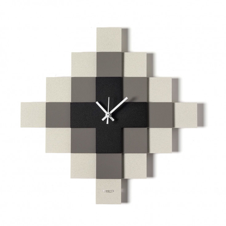 Orologio da parete moderno quadrato con design a mosaico e struttura in metallo