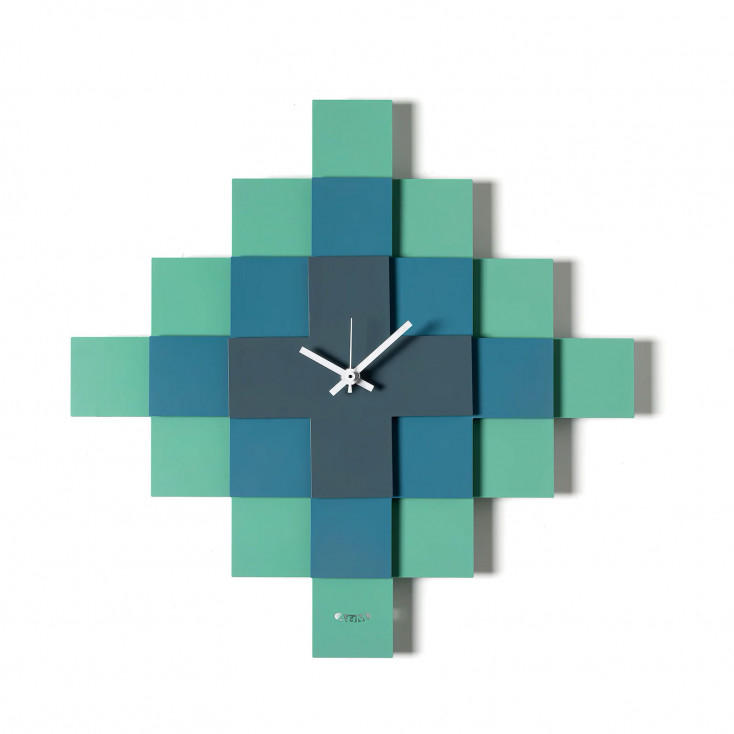 Orologio da parete moderno quadrato con design a mosaico e struttura in metallo