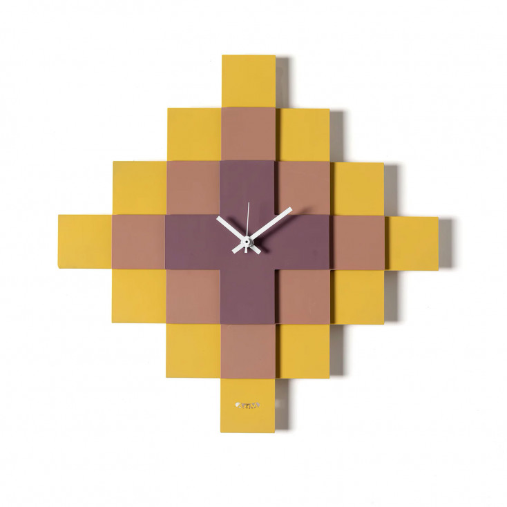 Orologio da parete moderno quadrato con design a mosaico e struttura in metallo