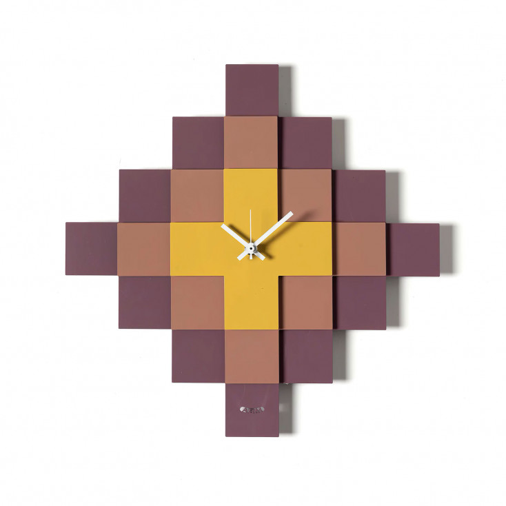 Orologio da parete moderno quadrato con design a mosaico e struttura in metallo